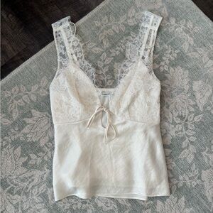 NWT - Abercrombie & Fitch - Lace and Satin Tie-Front Cami Top